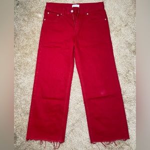 Zara red cropped high waist jeans size 6 (38)